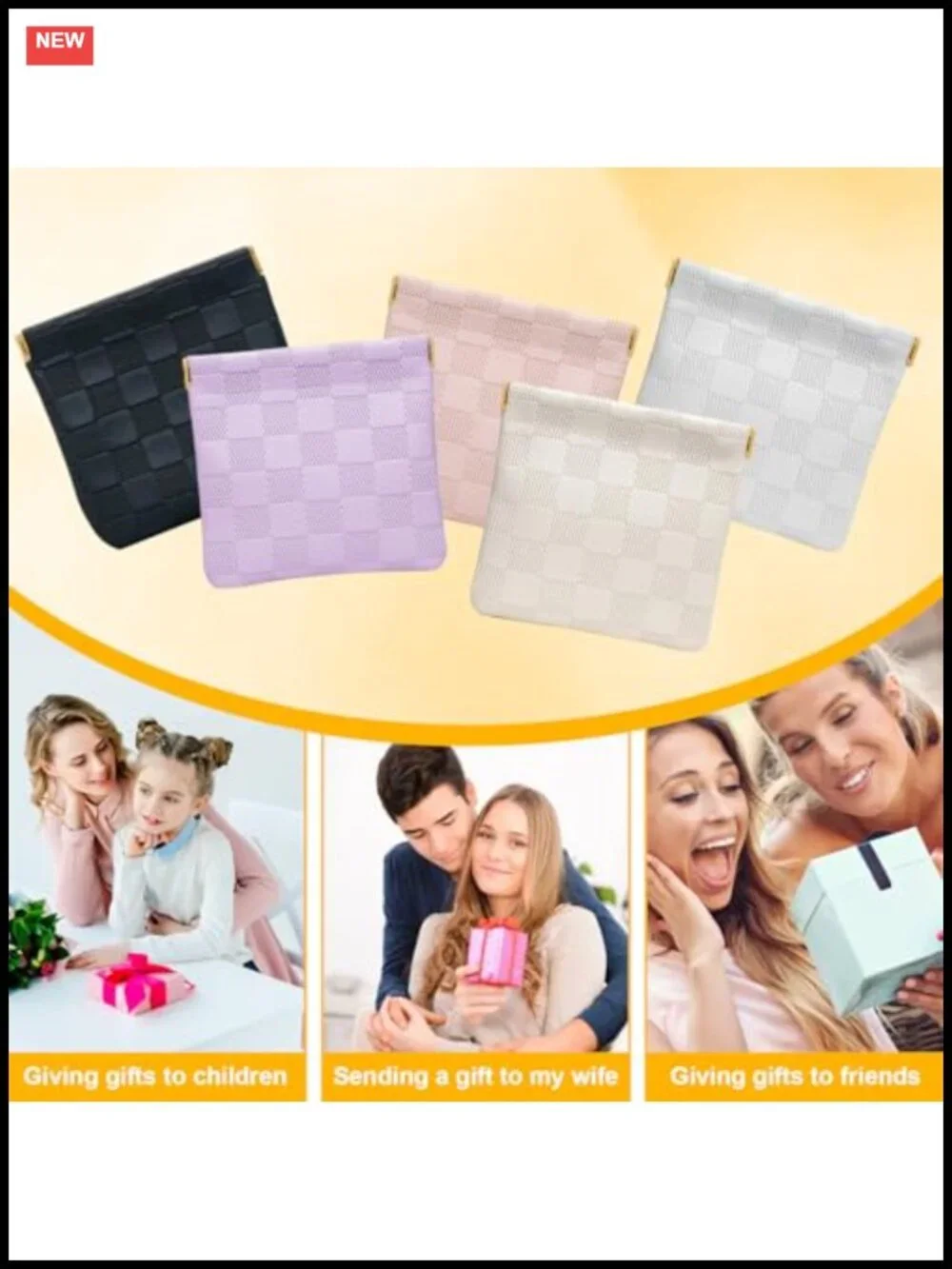 2 PCS Small Makeup Bag for Women, Mini Checkered Cosmetic Pouch Waterproof